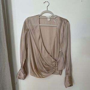 Taupe satin blouse